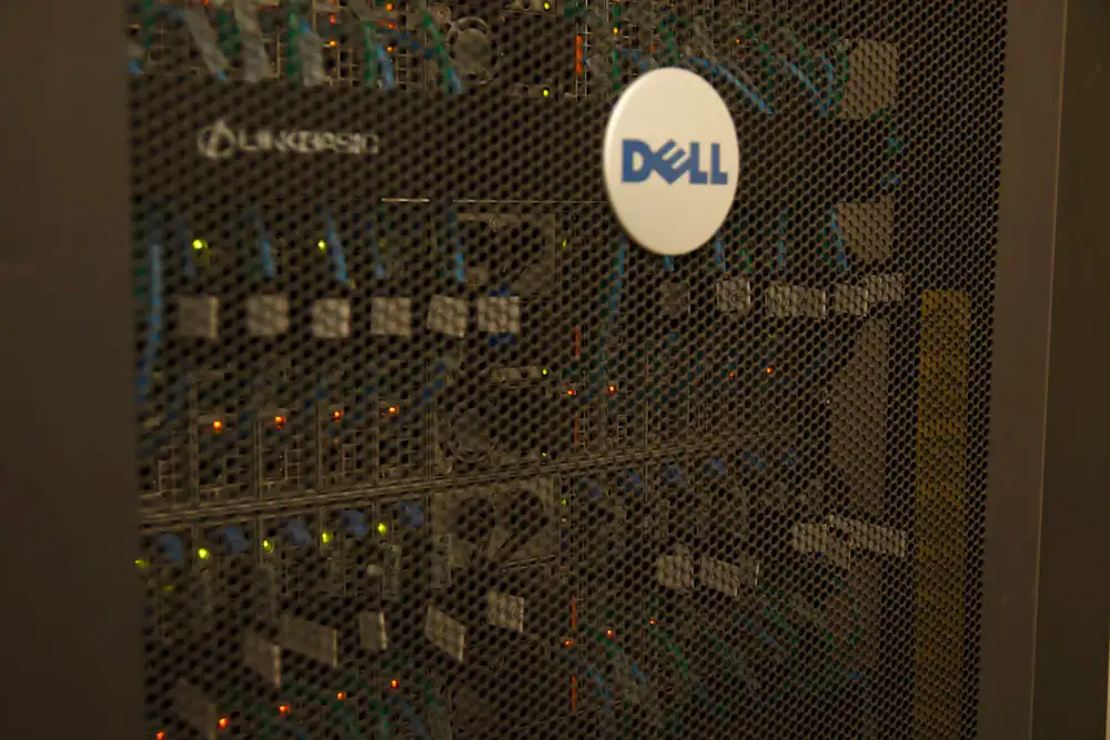 Server rack hardware being decommissioned